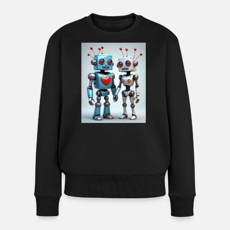 Couple de robots - Pull Premium bio Femme - noir