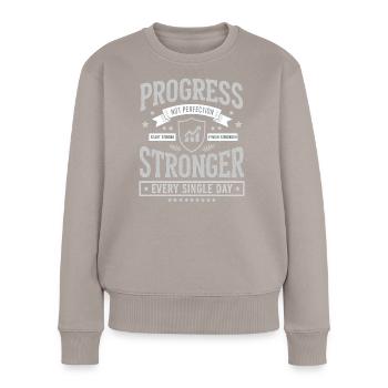 Entraînement Fitness Fan Fitness Fanatique - Pull Premium bio Femme - taupe - Devant - Julia (174cm)