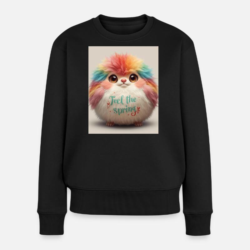 Fühle das Frühlingsplüsch-Tier - Frauen Premium Bio Pullover - Schwarz