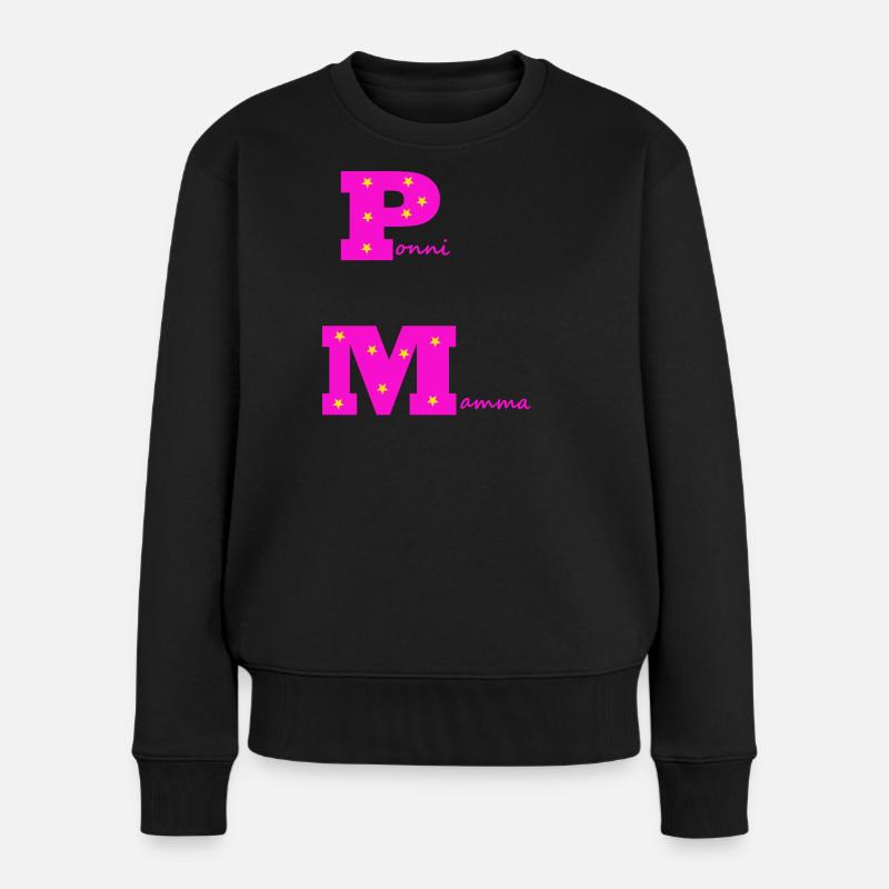 Maman poney rose avec des étoiles - Pull Premium bio Femme - noir