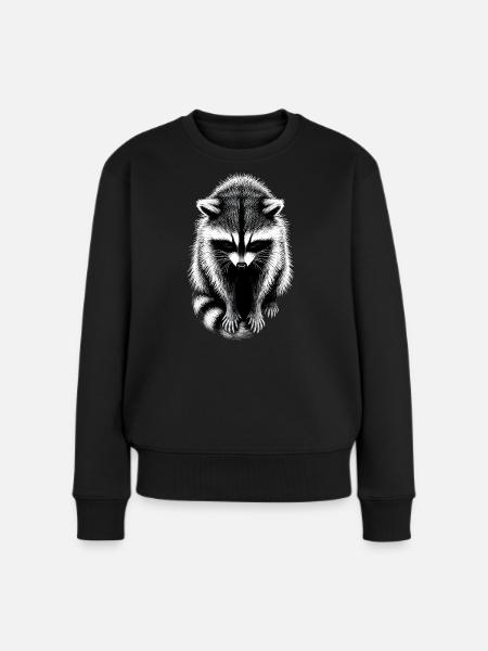 Racoon Schattenzeichnung Waschbär - Frauen Premium Bio Pullover - Schwarz
