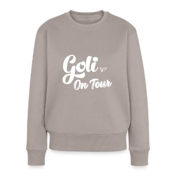 Wöd Goli on Tour beste Goli Patentante Österreich - Frauen Premium Bio Pullover - Taupe - Vorne - Julia (174cm)