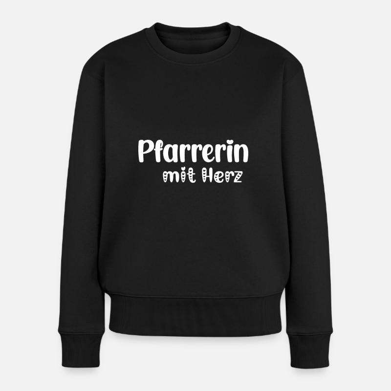 Pfarrerin mit Herz Jesus Glaube Kirche - Frauen Premium Bio Pullover - Schwarz