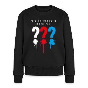Die Drei ??? Wir übernehmen jeden Fall - Frauen Premium Bio Pullover - Schwarz - Vorne - Julia (174cm)