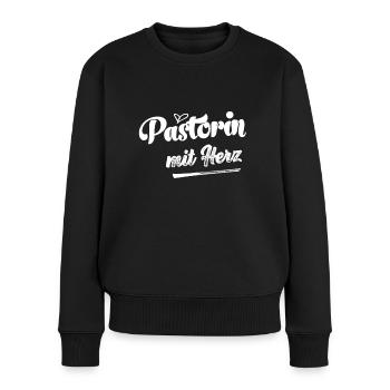 Pastorin mit Herz Pfarrerin Pastor Geschenk Kirche - Frauen Premium Bio Pullover - Schwarz - Vorne - Julia (174cm)