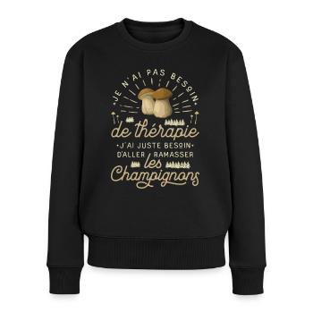 Champignon Cueillette Ramasseur De Champignons - Pull Premium bio Femme - noir - Devant - Julia (174cm)