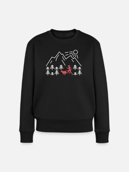 Canicross Geländelauf mit Hund Canicross Läuferin - Frauen Premium Bio Pullover - Schwarz