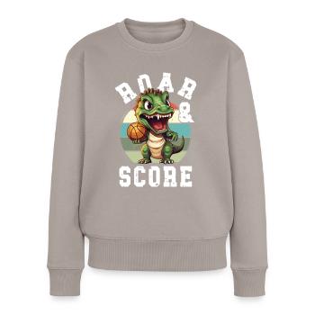 Basketball Dino T-Rex Player Sports Comic Cartoon - Women's Premium Organic Jumper - taupe - Front - Julia (174cm)