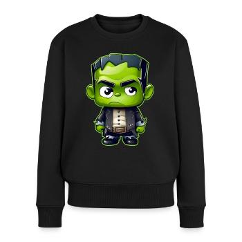 Cute little green monster - Women's Premium Organic Jumper - black - Front - Julia (174cm)