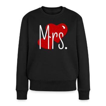 Partnerlook Mr and Mrs Valentinstag Passendes Paar - Frauen Premium Bio Pullover - Schwarz - Vorne - Julia (174cm)