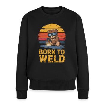 Teddybär Schweißer schweißen Stahlbau Metallbau - Frauen Premium Bio Pullover - Schwarz - Vorne - Julia (174cm)