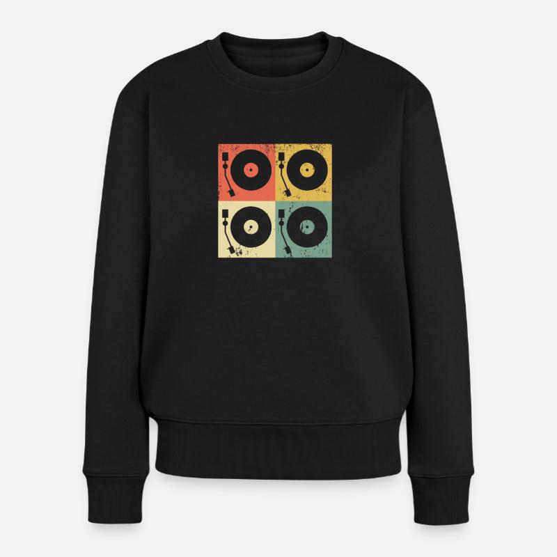Schallplattenspieler Vinyl - Frauen Premium Bio Pullover - Schwarz