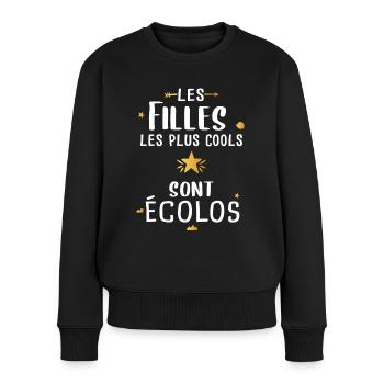 Fille cadeau drôle humour femme écolo écologie - Pull Premium bio Femme - noir - Devant - Julia (174cm)