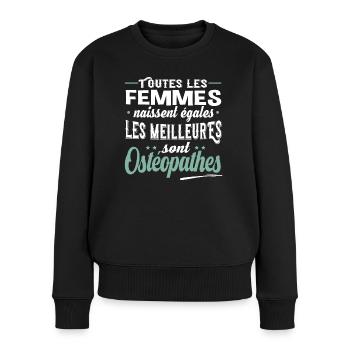 Ostéopathe femme. Cadeau métier médecin. - Pull Premium bio Femme - noir - Devant - Julia (174cm)