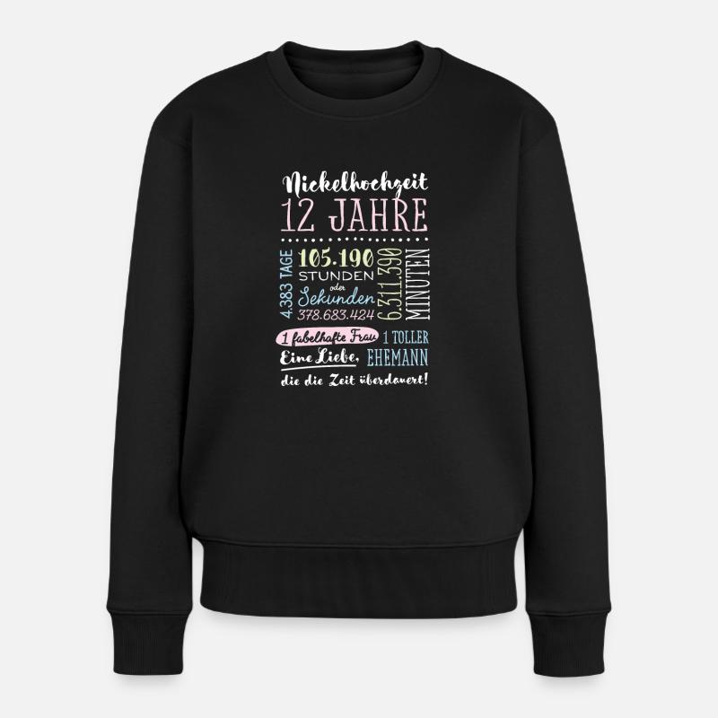 Nickelhochzeit 12 Jahre Hochzeitstag Geschenk - Frauen Premium Bio Pullover - Schwarz