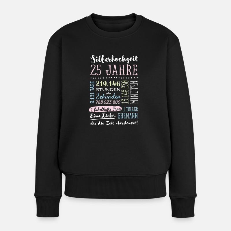 Silberhochzeit 25 Jahre Hochzeitstag Geschenk - Frauen Premium Bio Pullover - Schwarz