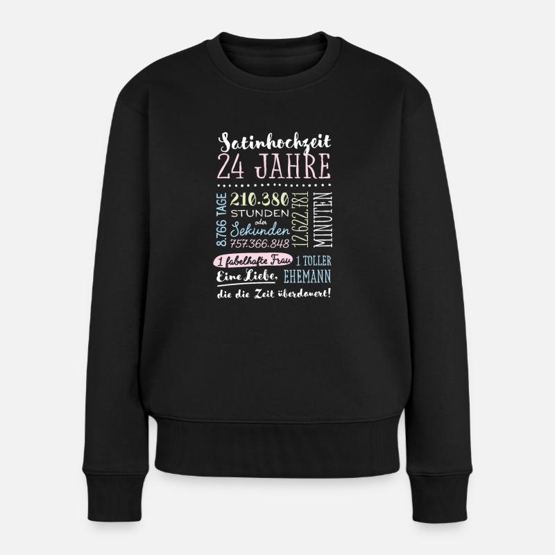 Satinhochzeit 24 Jahre Hochzeitstag Geschenk - Frauen Premium Bio Pullover - Schwarz