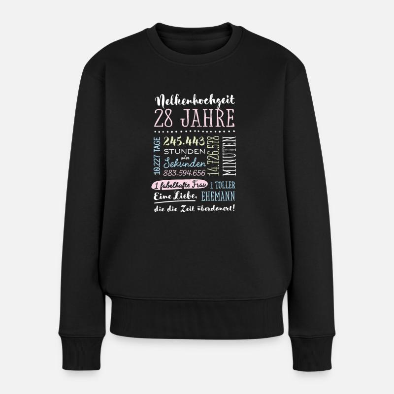 Nelkenhochzeit 28 Jahre Hochzeitstag Geschenk - Frauen Premium Bio Pullover - Schwarz
