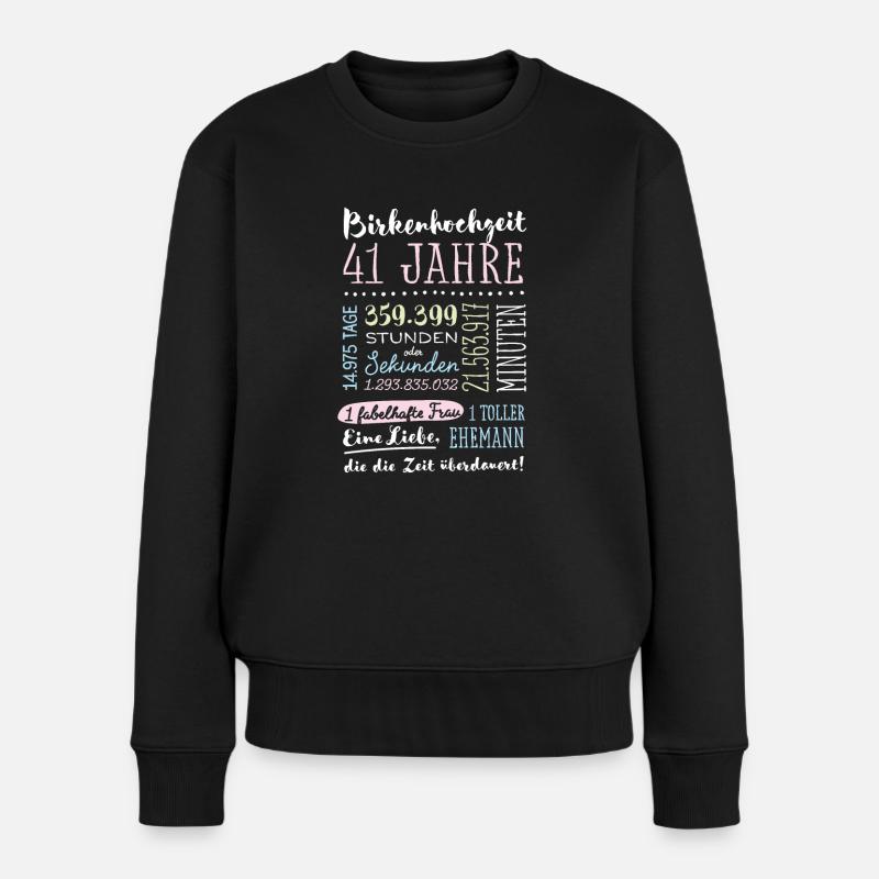 Birkenhochzeit 41 Jahre Hochzeitstag Geschenk - Frauen Premium Bio Pullover - Schwarz
