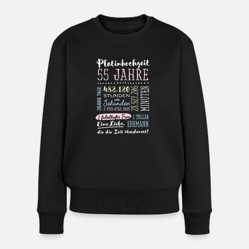 Platinhochzeit 55 Jahre Hochzeitstag Geschenk - Frauen Premium Bio Pullover - Schwarz