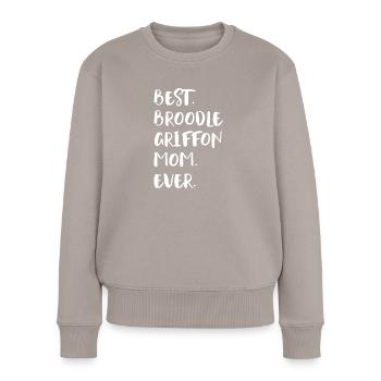 Broodle Griffon Mom - Frauen Premium Bio Pullover - Taupe - Vorne - Julia (174cm)