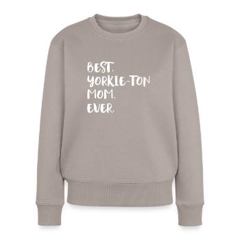 Yorkie-Ton Mom - Frauen Premium Bio Pullover - Taupe - Vorne - Julia (174cm)
