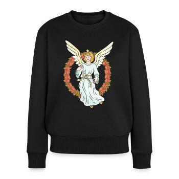 Schutzengel Beschützer Engel Rosenkranz spirituell - Frauen Premium Bio Pullover - Schwarz - Vorne - Julia (174cm)