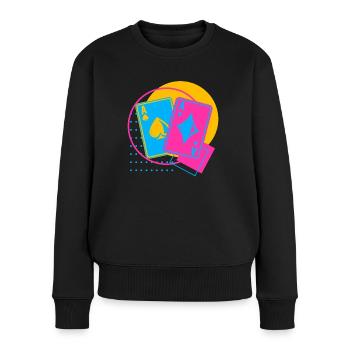 Joueur de Poker Rétro Vintage Poker Texas Holdem - Pull Premium bio Femme - noir - Devant - Julia (174cm)