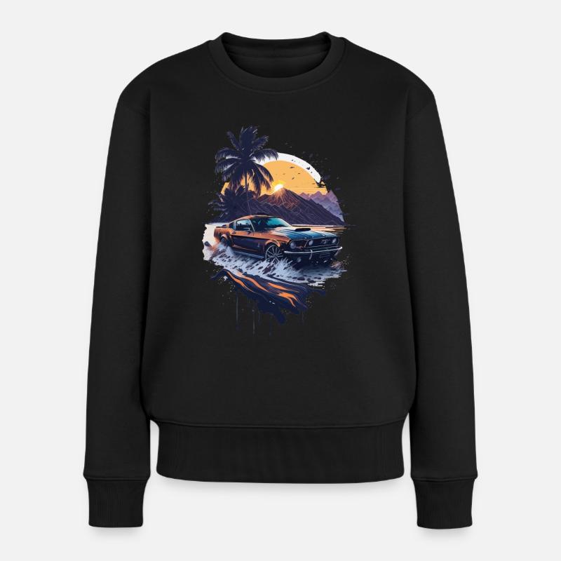 Voiture de sport classique - Pull Premium bio Femme - noir