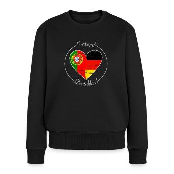 Portugal and Germany Heart Logo White - Women's Premium Organic Jumper - black - Front - Julia (174cm)