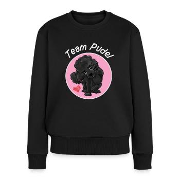 Team Pudel - schwarzer Pudel hebt sein Pfötchen - Frauen Premium Bio Pullover - Schwarz - Vorne - Julia (174cm)