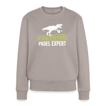 Padel Expert Motif pour les joueurs de padel tennis - Pull Premium bio Femme - taupe - Devant - Julia (174cm)