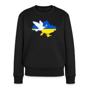 Friedenstaube für die Ukraine - Frauen Premium Bio Pullover - Schwarz - Vorne - Julia (174cm)