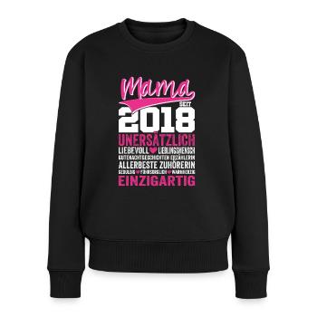 Mama seit 2018 Muttertags Geschenk Für Die Beste - Frauen Premium Bio Pullover - Schwarz - Vorne - Julia (174cm)