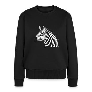 Zebra Design | Punktraster | Schwarz & Weiß - Frauen Premium Bio Pullover - Schwarz - Vorne - Julia (174cm)