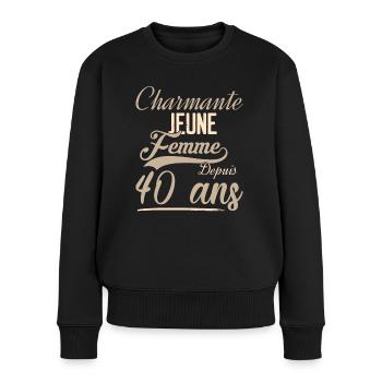 Charmante junge Frau seit 40 Jahren - Frauen Premium Bio Pullover - Schwarz - Vorne - Julia (174cm)