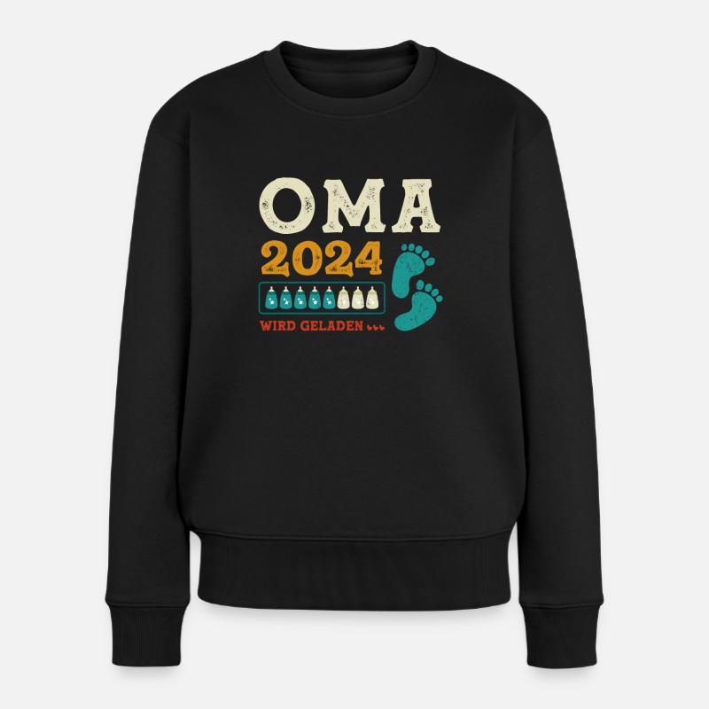 Werdende Oma 2024 Schwangerschaft Verkünden - Frauen Premium Bio Pullover - Schwarz