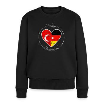 Türkiye et le logo du cœur de l’Allemagne blanc - Pull Premium bio Femme - noir - Devant - Julia (174cm)