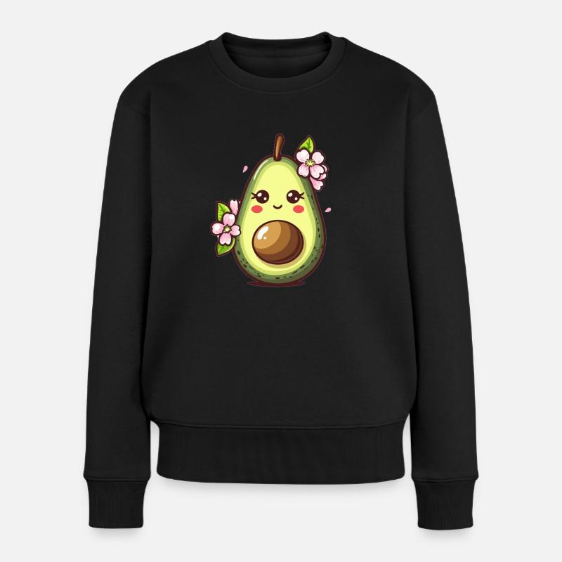Ästhetische Avocado Frucht - Frauen Premium Bio Pullover - Schwarz