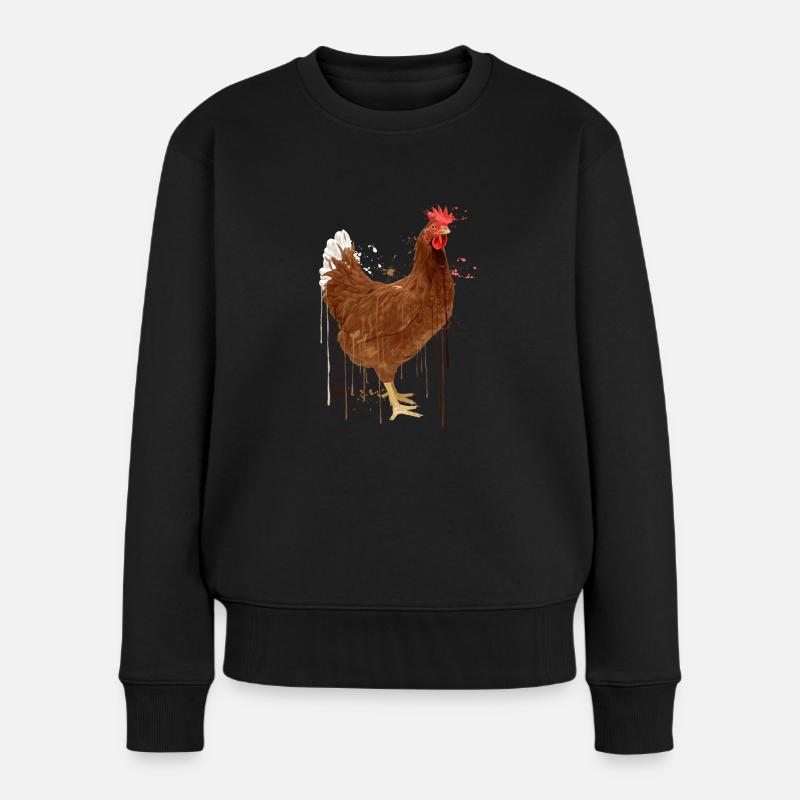 Huhn Tropfen - Frauen Premium Bio Pullover - Schwarz