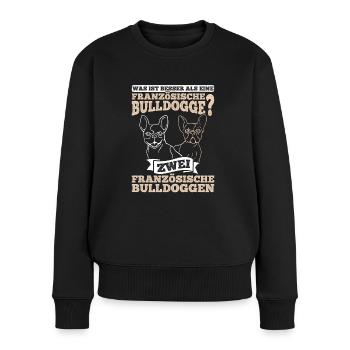 Französische Bulldogge Französischen Bulldogge - Frauen Premium Bio Pullover - Schwarz - Vorne - Julia (174cm)