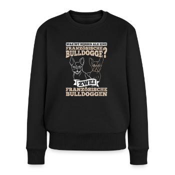 Französische Bulldogge Französische Bulldoggen - Frauen Premium Bio Pullover - Schwarz - Vorne - Julia (174cm)