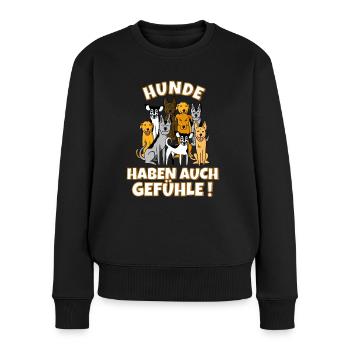 Hunde haben auch Gefühle - Frauen Premium Bio Pullover - Schwarz - Vorne - Julia (174cm)