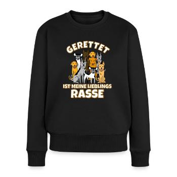 Hunde Adoption geretteter Hund - Frauen Premium Bio Pullover - Schwarz - Vorne - Julia (174cm)