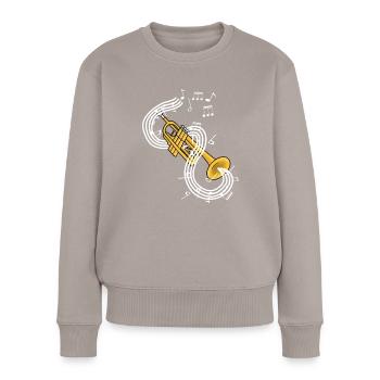 Trompete - Frauen Premium Bio Pullover - Taupe - Vorne - Julia (174cm)
