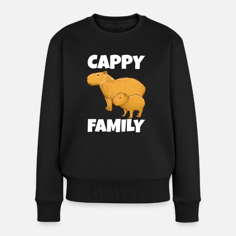 Capybara Familie - Frauen Premium Bio Pullover - Schwarz