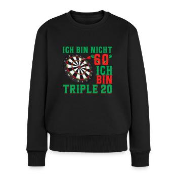 Dart 60. Geburtstag Triple 20 - Frauen Premium Bio Pullover - Schwarz - Vorne - Julia (174cm)