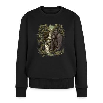Gorille Singe Animal Bébé Louveteau Singe Gorilles - Pull Premium bio Femme - noir - Devant - Julia (174cm)