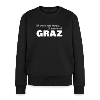 Therapie GRAZ - Frauen Premium Bio Pullover - Schwarz - Vorne - Julia (174cm)