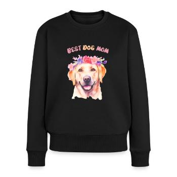 meilleure maman chien - Labrador avec couronne de fleurs - Pull Premium bio Femme - noir - Devant - Julia (174cm)